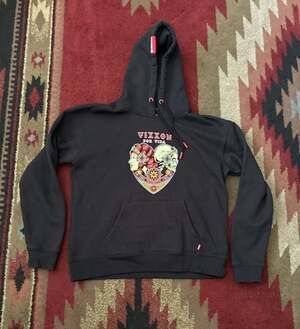 Vixxon Por Vida Skull & Woman Heart Graphic Hoodie Black womens Size Large